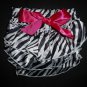 Baby Girl Black White Zebra Satin Ruffle Bloomers Diaper Cover 12-24 M
