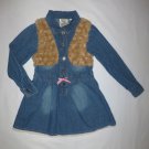 Route 66 Girls Long Sleeve Faux Fur Vest Blue Denim Jean Dress 3T