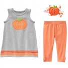 NWT Gymboree Happy Harvest Pumpkin Sweater Dress Leggings & Hair Clip Outfit 2T
