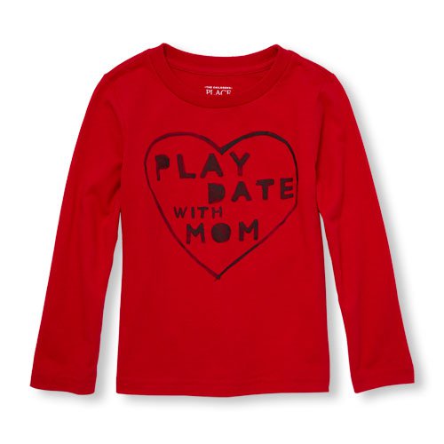 NWT The Childrens Place 'Play Date With Mom' Heart Baby Boys Red Shirt 18-24 M