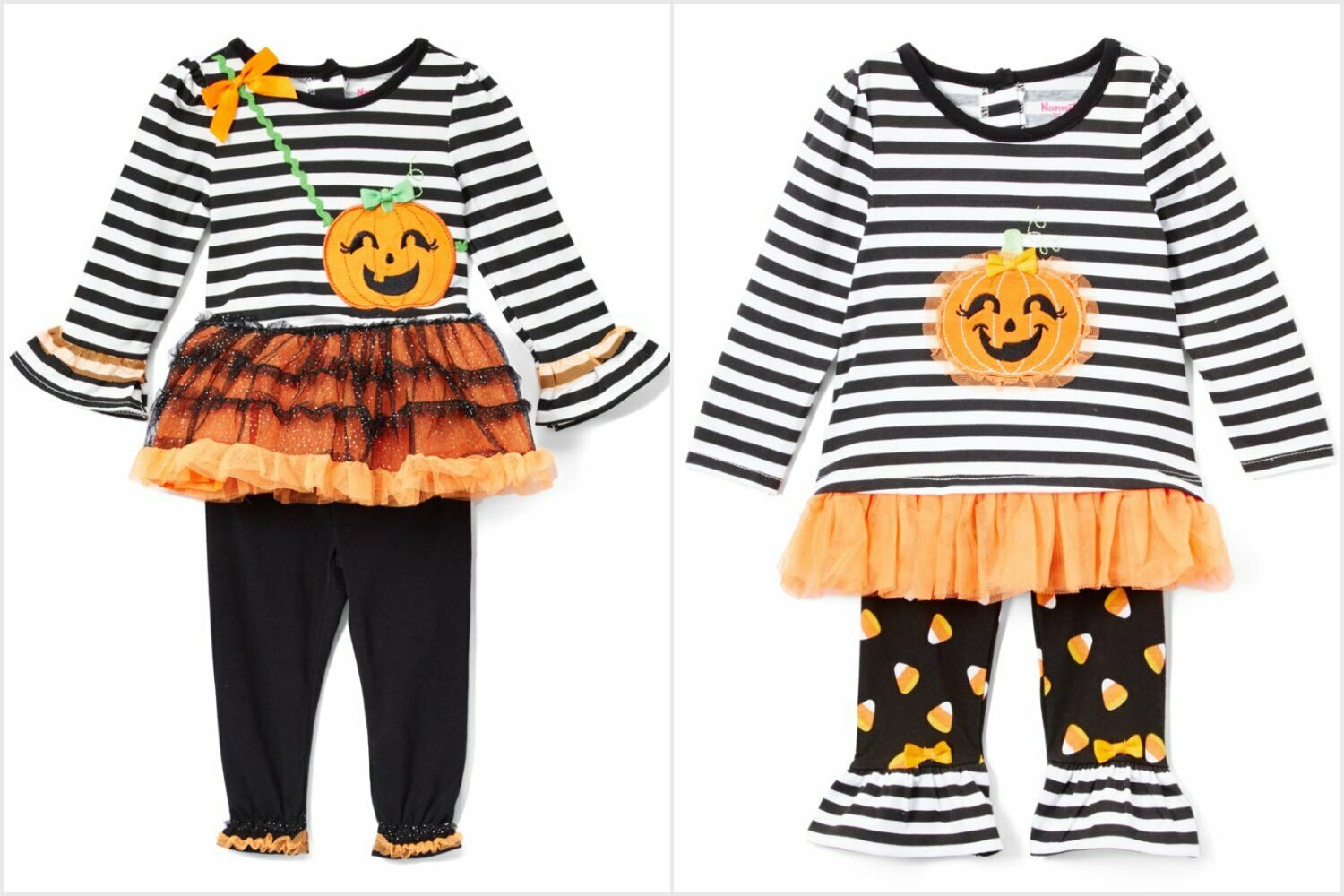 NWT Nannette Jack-o-Lantern Pumpkin Ruffle Tunic Leggings Girls Halloween Outfit