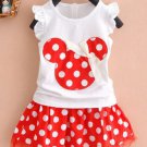 NWT Minnie Mouse Girls White Shirt Red Polka Dot Skirt Outfit Set 2T 3T 4T 5T 6