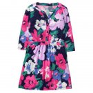 NWT Gymboree Woodland Weekend Girls Blue Long Sleeve Floral Shirt Dress 8 10 12