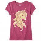NWT The Childrens Place Gold Glitter Unicorn Girls Short Sleeve Shirt