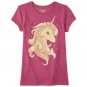 NWT The Childrens Place Gold Glitter Unicorn Girls Short Sleeve Shirt