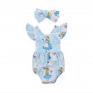NEW Alice in Wonderland Baby Girls Romper Bodysuit Headband Outfit Set