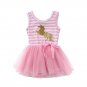 NWT Girls Gold Glitter Unicorn Pink Striped Sleevless Tutu Dress 2T 3T 4T 5T