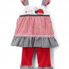NWT Nannette Girls Ladybug Red Gingham Tunic Ruffle Leggings Outfit Set