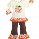 NWT Ann Loren Boutique Girls Pumpkin Tunic Dress Leggings Outfit Set