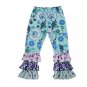NEW Boutique Girls Blue Floral Ruffle Tunic Dress Leggings Outfit Set