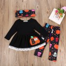 NEW Halloween Pumpkin Boo Long Sleeve Tunic Dress Leggings Headband Outfit Set