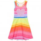 NWT The Childrens Place Girls Flip Sequin Heart Rainbow Striped Sleeveless Dress