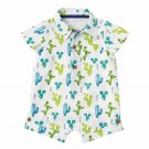 NWT Mud Pie Cactus Baby Boys Short Sleeve White Romper Jumpsuit Shortall
