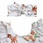 NEW Disney Bambi Baby Girls White Ruffle Romper Bodysuit & Headband Outfit Set