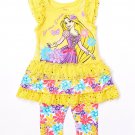 NWT Disney Tangled Princess Rapunzel Yellow Ruffle Tunic Leggings Girls Outfit