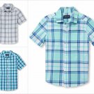 NWT The Childrens Place Boys Blue Plaid Poplin Button-Down Shirt