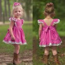 NWT Boutique Girls Pink Sleeveless Lace Hem Ruffle Dress 2T 3T 4T 5T