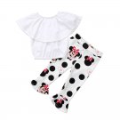 NWT Minnie Mouse Girls White Shirt Polka Dot Ruffle Leggings Outfit 2T 3T 4T 5T