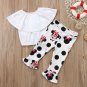 NWT Minnie Mouse Girls White Shirt Polka Dot Ruffle Leggings Outfit 2T 3T 4T 5T