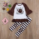 NEW Football Girls Ruffle Tunic Striped Brown Leggings Outfit Set 3T 4T 5T 6 7