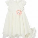 NWT Nannette Baby Girls White Flower Handkerchief Dress Bloomers Set