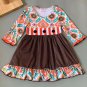 NEW Boutique Girls Floral Orange Ruffle Tunic Dress & Leggings Outfit Set