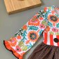 NEW Boutique Girls Floral Orange Ruffle Tunic Dress & Leggings Outfit Set