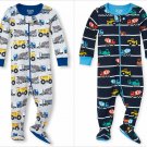 NWT The Childrens Place Boy Construction Trucks Footed Stretchie Pajamas Sleeper