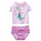 NWT Gymboree Jump Into Summer Mermaid Girls Purple Rashguard Swimsuit Set