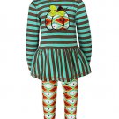 NWT Ann Loren Thanksgiving Pumpkin Ruffle Tunic Dress Leggings Outfit Set