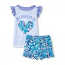 NWT The Childrens Place Mermaid at Heart Girls Blue Sleeveless Pajamas Set