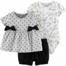 NWT Carters Baby Girls Unicorn Tunic Shirt Bodysuit & Shorts Outfit Set