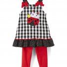 NWT Nannette Girls Ladybug Black White Plaid Ruffle Tunic Red Leggings Outfit