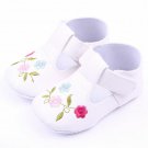 NEW Baby Girl White Leather Mary Jane Flower Crib Shoes 0-6 6-12 12-18 Months