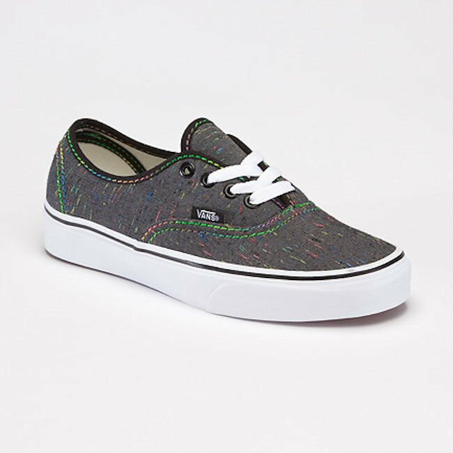 Vans Rainbow Weave Authentic Womens Gray Slip On Sneakers Shoes Size 5