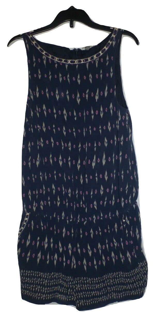 Joie Kayture Womens Blue Sleeveless Silk Romper Jumpsuit Size Small