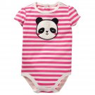 NWT Gymboree Baby Buddies Panda Baby Girls Pink Striped Short Sleeve Bodysuit