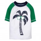 NWT Gymboree Palm Tree Boys White Short Sleeve Rash Guard Swim Shirt 2T 3T 4T 5T