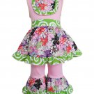 NWT Ann Loren Boutique Girls Floral Tunic Dress Ruffle Pants Outfit Set
