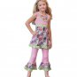 NWT Ann Loren Boutique Girls Floral Tunic Dress Ruffle Pants Outfit Set