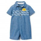 NWT Gymboree California Dreamers Sunset Waves Baby Boys Blue Chambray Romper