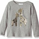 NWT Mud Pie Wild at Heart Giraffe Dazzle Sequin Girls Gray Long Sleeve Shirt