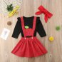 NEW Girls Apple Shirt Red Polka Dot Suspender Skirt Outfit Set Back to School