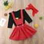 NEW Girls Apple Shirt Red Polka Dot Suspender Skirt Outfit Set Back to School
