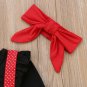 NEW Girls Apple Shirt Red Polka Dot Suspender Skirt Outfit Set Back to School