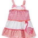 NWT Nannette Girls Flamingo Coral Pink Gingham Seersucker Sleevelerss Dress