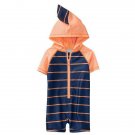 NWT Gymboree True Blue Summer Shark Baby Boys Hooded Rashguard Swimsuit
