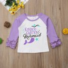 NEW Kindergarten Mermaid Girls White Purple Ruffle Sleeve Shirt Back to School