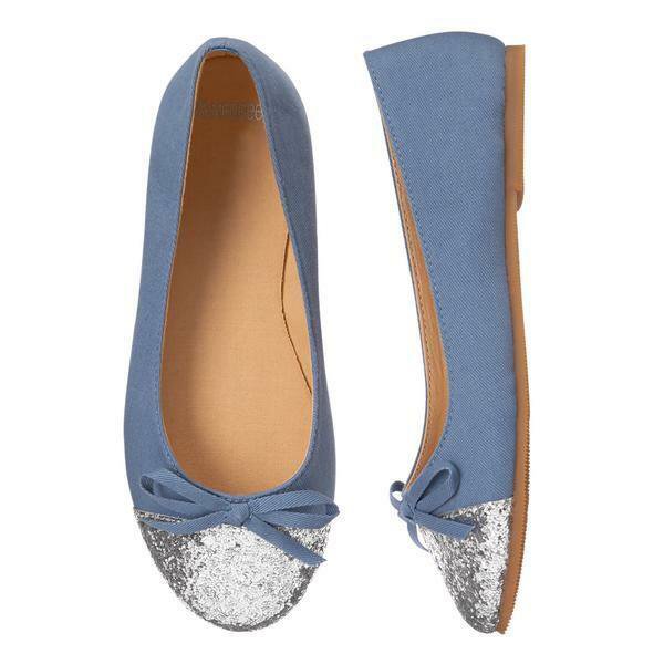 NWT Gymboree Eiffel Flowers Silver Glitter Toe Blue Ballet Flats Girls Shoes