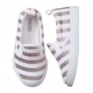 NWT Gymboree Spring Forward Girls Silver Sparkle Striped Slip On Sneakers Shoes